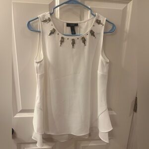 NWT Alfani White Sleeveless Embellished Top Size: 4P